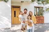 Family with children and dog
